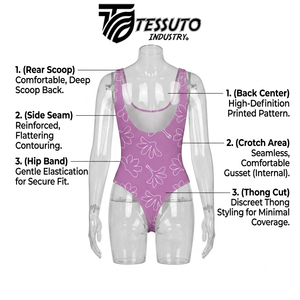 Traje de Baño Personalizado de Corte Alto para Mujer, Fabricante de Ropa de Playa con Cuello Redondo - Product Image 4