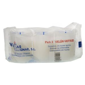 VELON Lot de 3 bougies votives blanches en cire de paraffine transparente pour la décoration intérieure et l'usage religieux, Petits ensembles de bougies - Product Image 1