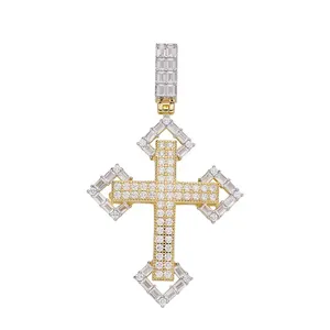 <b>Cross</b> <b>Pendant</b> 925 <b>Silver</b> 18K Gold Plated Moissanite Religious Charm Unisex Everyday Wear Jewelry - Product Image 5
