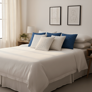 SOGA Ensemble de 6 housses de coussin décoratives bleu marine et blanc pur de 45 cm, motif vague festonnée, pour canapé ou chambre à coucher - Product Image 5