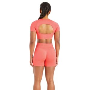 Haut court de yoga sans coutures pour femme, t-shirt de fitness extensible, respirant, pour l'entraînement en salle de sport, vêtements de sport confortables et athlétiques - Product Image 2