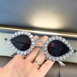 Hip Hop Cat-eye Small <b>Frame</b> Sun Glasses Fashion Luxury Diamond Set Metal Luxury Women Sunglasses Man Glasses - Product Image 6