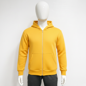 Sweat à capuche zippé personnalisé avec logo, 100 % coton épais, coupe ample et courte, épaules tombantes, pour hommes - Product Image 1