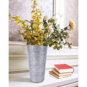 Vase de table en céramique gris mat, 16-24 pouces, à large ouverture, avec motif grainé sculpté - Product Image 2