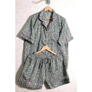 Women's Floral Printed Cotton Short <b>Pajama</b> Set Comfortable Soft Breathable Night <b>Suit</b> for Everyday Sleepwear - Product Image 1