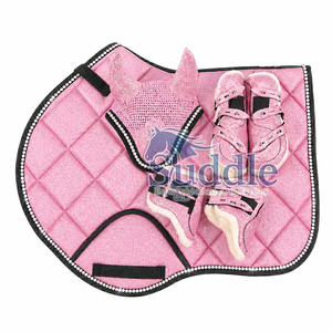 Ensemble de 4 tapis de selle personnalisables pour cavalier western, en tissu pailleté, équipement équestre, ROSE - Product Image 1