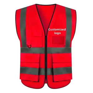 Gilet de sécurité réfléchissant vert fluorescent haute visibilité pour homme, respirant, en maille, avec poches, col en V, décontracté - Product Image 3