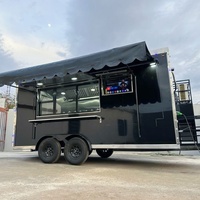 Food Truck Negro de Lujo con Pantalla de TV y Toldo, Carritos Móviles para Cerveza, Helados y Café, Remolques de Comida Totalmente Equipados, CE DOT