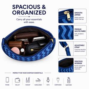Sac à bandoulière matelassé en coton imprimé à la main pour femme, avec chaînes, sangle réglable, fermeture éclair, fait main, pour voyage et shopping - Product Image 4