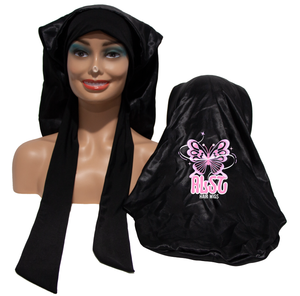Bonnet en satin de soie personnalisé avec logo pour femme, extra large, double couche, bonnet de nuit réglable à large bande pour la protection des cheveux - Product Image 5