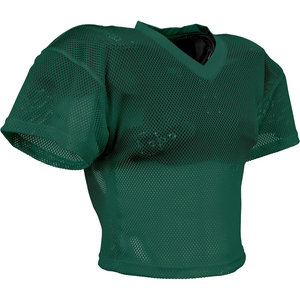 V-Neck <b>Mesh</b> <b>Short</b> Sleeve Football Jersey Breathable Solid Green Adult Regular Fit 100% Polyester Sport Apparel - Product Image 1