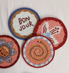 Zodiac <b>Seed</b> Beaded Glass Eco-Friendly Handmade Contemporary Customizable Coaster Set for Dining Coffee Tables Embroidery <b>Mats</b> - Product Image 4
