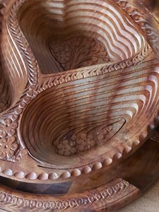 Handmade Wooden Storage <b>Basket</b> With Handle Circle Shape Rustic Multi Purpose <b>Tray</b> For Neatening And Organization - Product Image 3