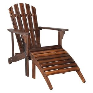 Single <b>Outdoor</b> Garden Chair with <b>Footstool</b> 120*72*96cm Carbonized Wooden Single Chair - Product Image 1