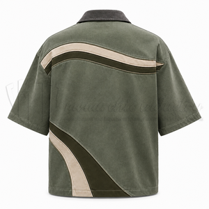 Camisa Personalizada para Hombre con Cierre de Cremallera, Manga Corta, Holgada, Informal, Transpirable, Ecológica, 100% Algodón Orgánico, Tela Twill - Product Image 2