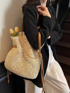 Sac à main en raphia de papier, nouveau style, prix de gros le plus bas, pour femme, été 2026, avec sac en cuir - Product Image 2