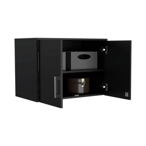 Armadio a Muro a Doppia Anta con Finitura Wengue Nero e 3 Ripiani, Categoria Prodotti Lions - Product Image 4