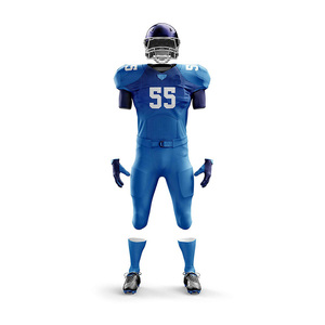 Professional American Football Uniform Custom Heat-Transfer Printed Breathable Mesh Fabric Plus Size Jersey Shorts Set Zipper - Product Image 1