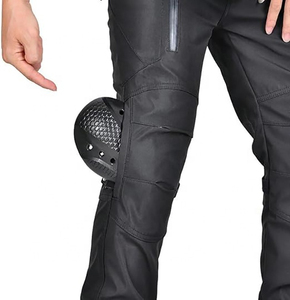 Pantalon de moto noir uni pour homme avec fermetures éclair, protections renforcées aux genoux, équipement de sécurité pour la conduite - Product Image 4