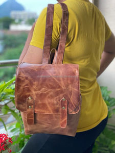 Mochila de cuero de grano completo, bolso de mensajero Vintage Unisex, dos en uno, hecho a mano - Product Image 4