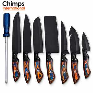 Juego de Cuchillos de Cocina Hechos a Mano de 8 Piezas, Hojas de Acero Inoxidable, Mangos de Madera Pakka, Cuchillos de Chef Ambidiestros, Cuchillo para Deshuesar y Filetear - Product Image 1