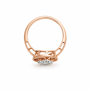 Anillo Redondo de Plata de Ley 925 para Mujer con Circonita Cúbica, Diseño Vintage de Halo y Filigrana, Patrón Geométrico, Acabado Pulido - Product Image 4