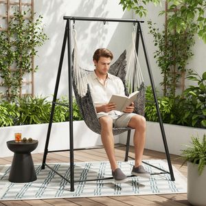 Metal Hammock Chair Stand with <b>Swing</b> Chair 112*113*180CM for Outdoor Patio Living Room <b>Bedroom</b> & Hotel - Product Image 4
