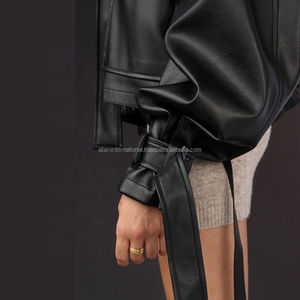 Veste en cuir véritable promotionnelle, nouvelle mode printemps, vestes en agneau pour femmes, design en cuir, broderie tendance, veste pour femmes - Product Image 6