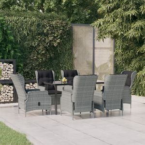 Set da pranzo con Patio in Rattan grigio chiaro da 7 pezzi collezione da giardino elegante - Product Image 1