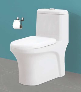 WC monobloc 735x360x655mm avec siphon en S 225mm et système de chasse d'eau à lavage direct - Product Image 1