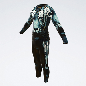 T-shirt de compression à manches longues pour homme, motif tigre blanc, design artistique et cosmique, pour entraînement sportif et performance en salle de sport - Product Image 2