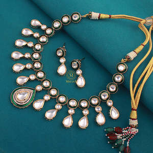 Akira Polki Designer Gold-Plated Zircon Necklace & Earring Set for Wedding & Festival - Product Image 2