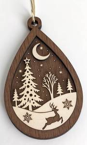 Ornement de Noël en bois en forme de croix, scène de la Nativité, « Pour nous, un enfant est né », Isaïe 9:6, décoration artisanale traditionnelle - Product Image 5