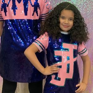 Kids <b>Sequin</b> Football Jersey T Shirt Short Sleeve Sparkle Number Graphic Crew Neck Youth Fashion <b>Top</b> for Girls Custom <b>Party</b> - Product Image 1