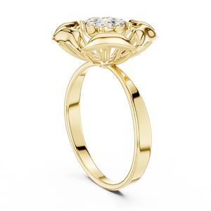 Anillos de oro macizo de 14k para mujer con diamantes de corte redondo minimalista en forma de racimo de flores, para regalo, compromiso, aniversario, boda - Product Image 4