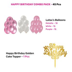 Kit de décoration d'anniversaire rose |   45 pièces de ballons à thème rose, rideaux en feuille d'aluminium et décoration de gâteau |   Décorations de fête d'anniversaire pour enfants et femmes - Product Image 3