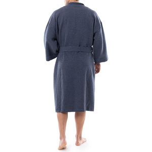 Bata de Baño de Algodón Terry Azul Marino para Hombre, Manga Larga, Color Sólido, Suave y Lujosa, con Bolsillos, Transpirable, Lavable a Máquina, para Invierno - Product Image 4