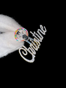 Trendy Rhodium Plated 925 <b>Silver</b> Lab Diamond Cursive Initial Name <b>Necklace</b> Bling Glow Enamel Letter Charms Custom Fine Pendants - Product Image 3