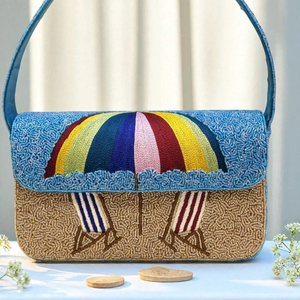 <b>Pink</b> Palm Tree Seed Beaded Storage Bag Clutch Bag Modern Embroidered Evening <b>Purse</b> Shoulder Crossbody Wedding Party Handbag - Product Image 5