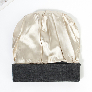 Bonnet en acrylique doublé satin, bonnet d'hiver tricoté, couleur unie, bonnet à revers, unisexe, décontracté, chaud, pour adultes - Product Image 4