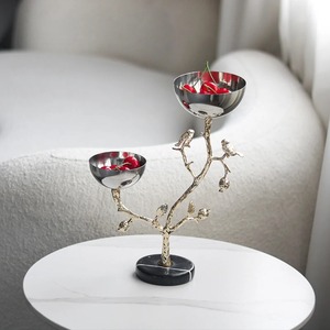 Superbe ensemble de bols en métal avec motif de branches dorées, bols en argent poli faits à la main, centre de table décoratif - Product Image 5
