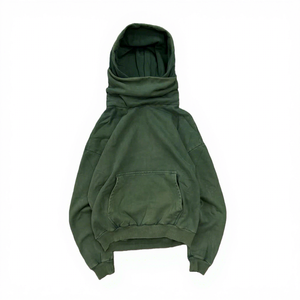 Sudadera con capucha OEM vintage lavada, estilo jersey, oversize, con capucha tipo bufanda, para hombre, lisa, a cuadros, de cuello alto, fabricante - Product Image 2