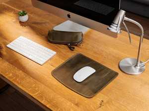 Handmade Real Leather <b>Mouse</b> Pad Anti Slip Suede Base Desk Mat Personalized Executive Writing Pad for Computer LMP-0057 - Product Image 2