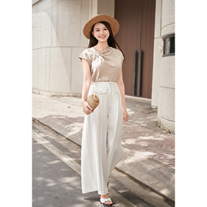 Women's Elegant <b>White</b> High Waist Straight Leg Tailored Casual Office <b>Trousers</b> Flap Pocket Anti-static Anti-Wrinkle Zipper Fly - Product Image 5