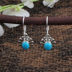 Pendientes de Turquesa Natural para Mujer, Estilo Occidental Boho, Joyería de Cobre Vintage, Piedra en Forma de Lágrima, Regalo para Ella, Venta al Por Mayor - Product Image 3