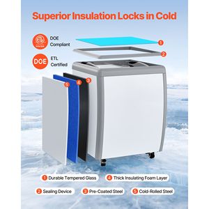 Congelador comercial de 5.6 pies cúbicos para gelato con tapa y caja con cerradura, vitrina expositora de helados para uso en restaurantes - Product Image 4