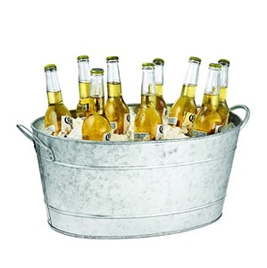 Ice Bucket Classic <b>Galvanized</b> Oval 5L Beverage <b>Tub</b> for Party Beer Wine Cooling Drinks - Product Image 5