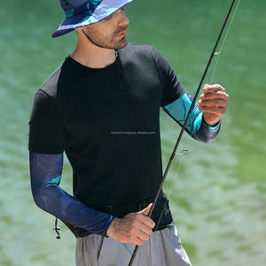 Manchons de bras pour hommes à imprimé numérique, protection UV, rafraîchissants, pour cyclisme et sports de plein air, motif bleu, en Spandex et Polyester - Product Image 1