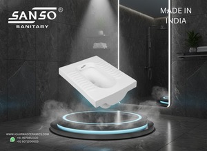 Twin <b>Pan</b> <b>Ceramic</b> Squat Toilet Floor Mounted Indian Style Bathroom Sanitary Ware Heavy Duty Export Model 7005 OEM India - Product Image 2