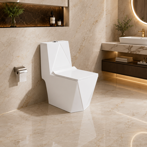 Inodoro de Cerámica Moderno de Una Pieza con Doble Descarga Integrada, Ahorro de Agua, Sifón en P para Baño, Lavadero y Uso en Hoteles - Product Image 5